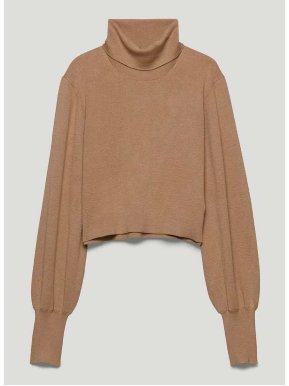Aritzia Wilfred Rebecca Turtleneck Sweater Camel Tan Merino Wool Cropped Size S - Picture 13 of 14